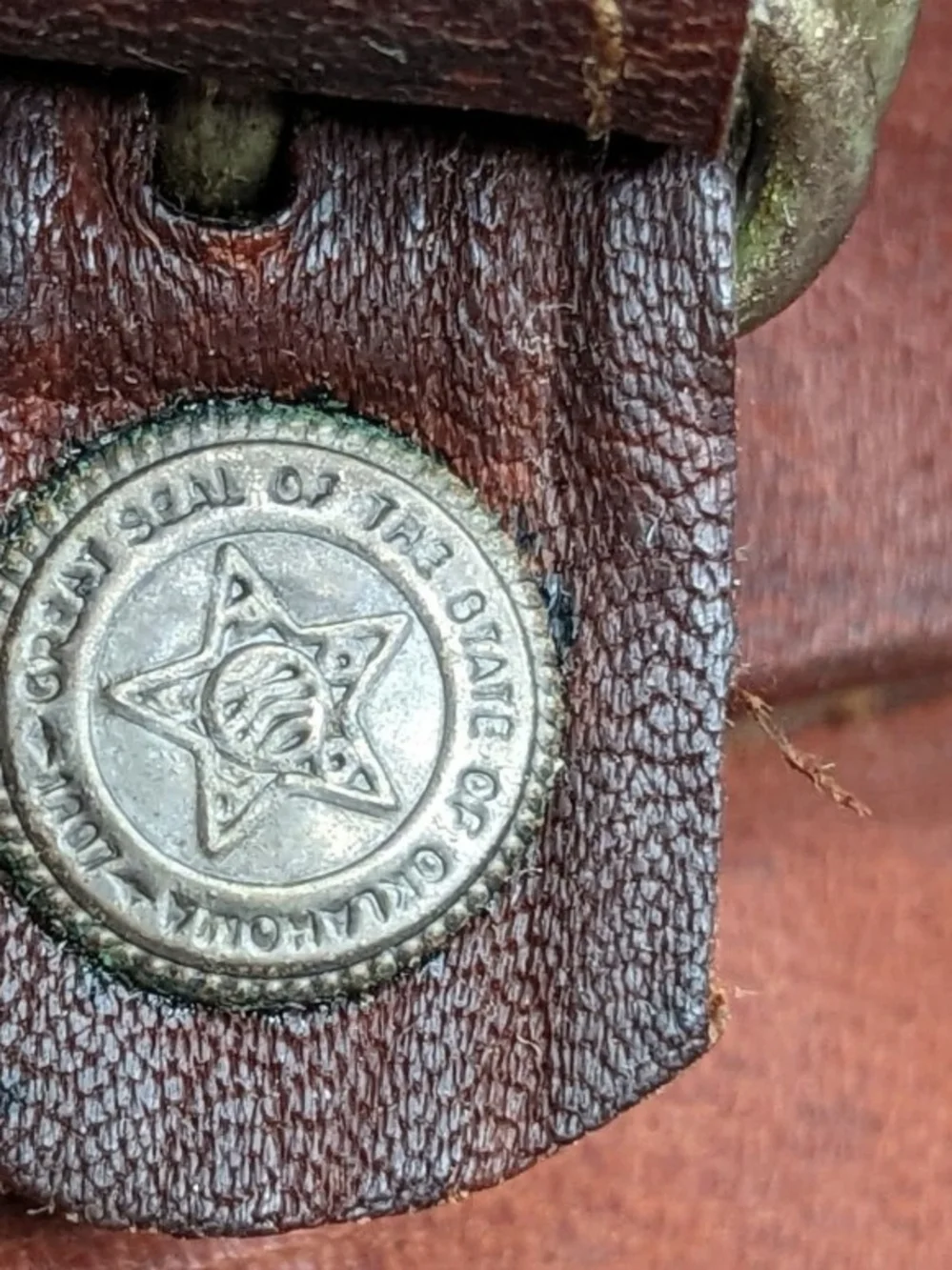 Great Seal of The State of Oklahoma 1907 Leather Crossbody Messenger Bag VTG